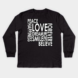 Peace Love Happiness Kids Long Sleeve T-Shirt